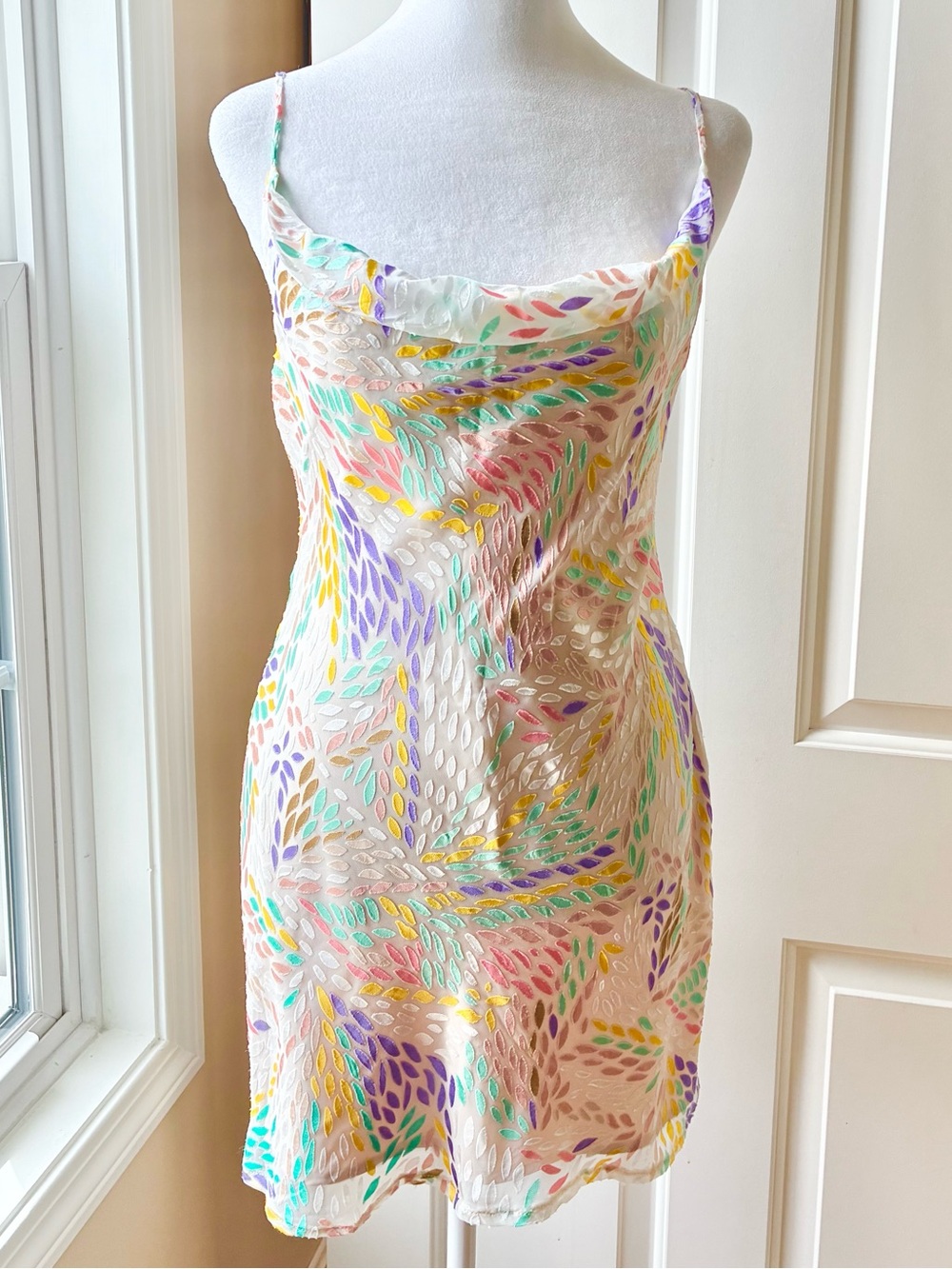 Saints + Secrets Mini Bodycon Dress Semi Sheer Textured Burnout Size S